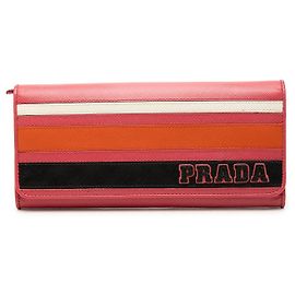 Portafoglio Continental Prada Pink Multicolor Saffiano Lux Rosa