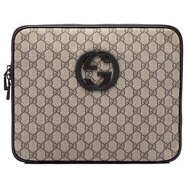 Gucci Beige GG Supreme Interlocking G Laptop-Hülle Beige