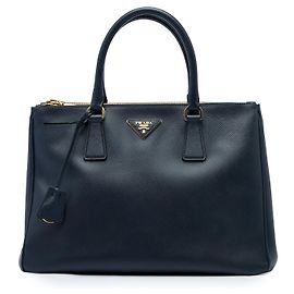 Bolsa Prada Blue Medium Saffiano Lux Galleria Double Zip Satchel Azul Azul marinho
