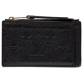 Louis Vuitton Black Monogram Empreinte Zipped Card Holder Black