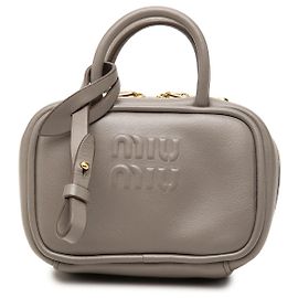 Borsa Miu Miu Softy Beau in pelle di vitello micro grigia Marrone