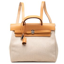 Hermès Beige Toile Herbag Backpack PM Beige
