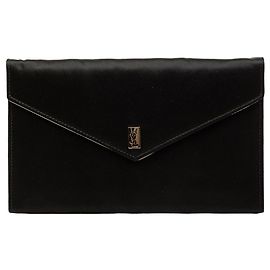 Autre Marque Saint Laurent Satin-Kuvert-Clutch in Schwarz Schwarz