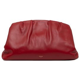 Céline Clutch Celine French Lock em pele de bezerro plissada vermelha Vermelho