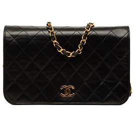 Chanel Black Medium CC Quilted Lambskin Full Flap Black
