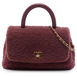 mala Chanel Coco Top Handle Small em pele de carneiro vermelha Vermelho Bordeaux