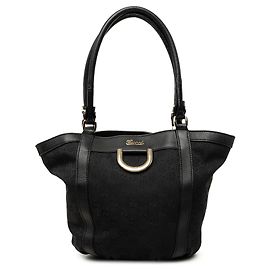 Bolso de mano Gucci Abbey D Ring de lona GG negra Negro