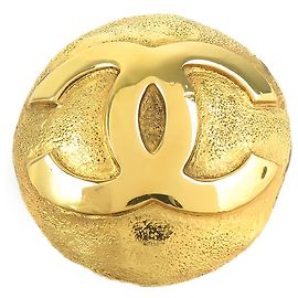 Chanel Gold CC Vergoldete Runde Brosche Golden