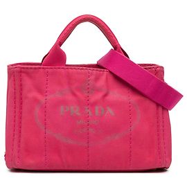 Prada Pink Small Canvas Canapa Logo Tote Pink