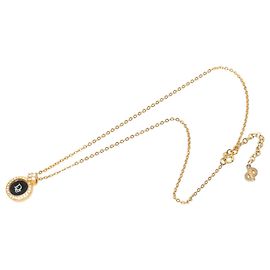 Collana Dior Gold Plated Enamel Strass Logo Pendant D'oro