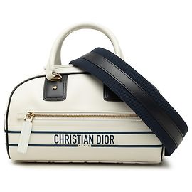 Dior White Small Leather Dior Vibe Zip Bowling Bag White