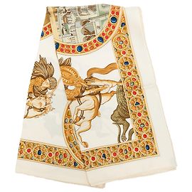 Hermès White Le Triomphe du Paladin Seidentuch Andere
