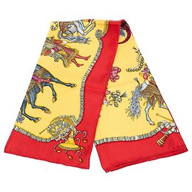 Lenço de seda Hermès Red Les Fetes Du Roi Soleil 90 Outro