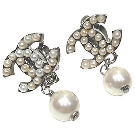 Pendientes de Clip Coco Mark con Perlas de Chanel Dorado