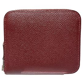 Billetera bi-fold compacta de seda Azap de Hermès Roja Burdeos