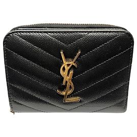 Billetera bi-fold de cuero negro Yves Saint Laurent Negro