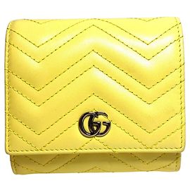Gucci Bi-fold Wallet GG Marmont Leather Yellow