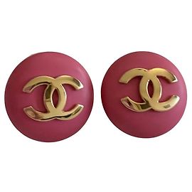 Chanel CC Ohrringe aus roségoldfarbenem Metall Pink Golden