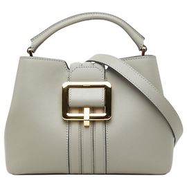 Bally JORAH Gray Leather Handbag Shoulder Bag Brown