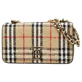 Borsa a Spalla Laura Small Chain Nova Check di Burberry Beige