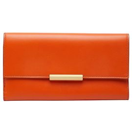 Bottega Veneta Orange Leather Long Wallet Orange