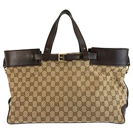 Gucci GG Canvas Tote Bag Braun Beige