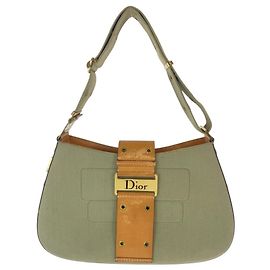 Bolso de hombro marrón caqui Christian Dior Caqui