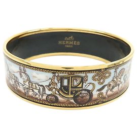 Hermès Bracelete Hermes Caleche Enamel Wide Dourado