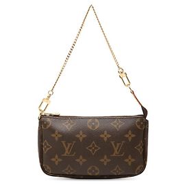 Louis Vuitton Monogram Chain Mini Handbag Accessory Pouch Braun