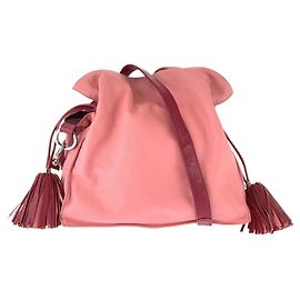 Bolsa de Ombro Loewe Flamenco com Franjas Rosa Bordeaux
