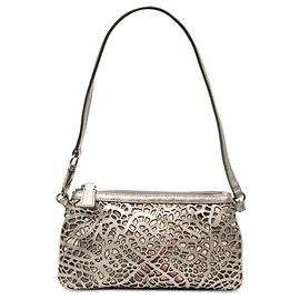 Burberry Nova Check Silver Leather Handbag Silvery