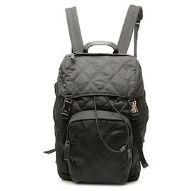 Prada Rucksack mit Triangle-Logo-Plakette Schwarz