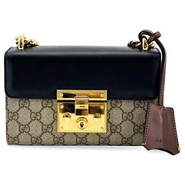 Gucci Padlock Top Handle GG Coated Canvas and Leather Small Preto