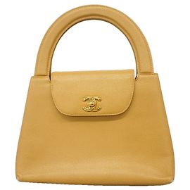 Bolsa Chanel em couro de bezerro granulado bege Bege