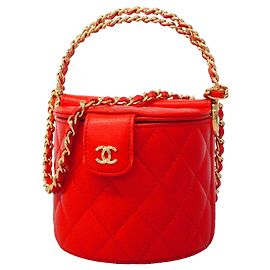 Sac Vanity Chanel en cuir rouge Rouge