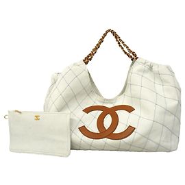 Sac Cabas Chanel en Denim Bleu Bleu