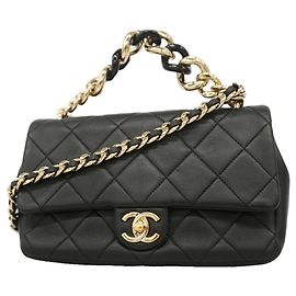 Sac à main épaule à chaîne Chanel Matelassé Noir