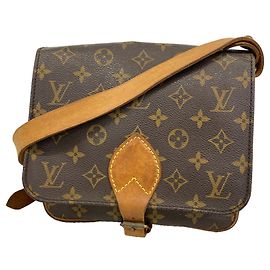Louis Vuitton Monogram Cartouchiere MM Shoulder Bag Brown
