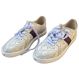 Gucci Perforated GG Leather Sneakers White