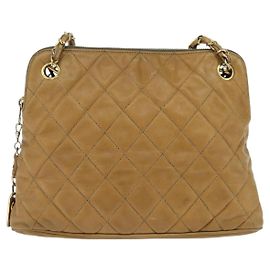 Chanel Vintage Zip Chain Quilted Lambskin Large Marrone
