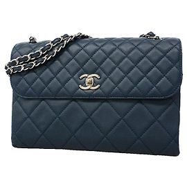 Chanel Matelassé Navy Schultertasche Marineblau