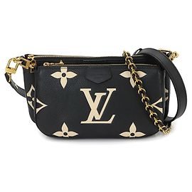 Louis Vuitton Monogram Empreinte Multi Pochette Accessoires Handbag Black Beige
