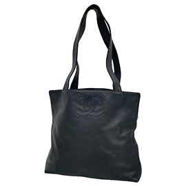 Sac Tote Chanel en agneau noir Noir