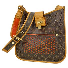 Bolsa de Ombro Louis Vuitton Monogram Perfo Musette Marrom Laranja