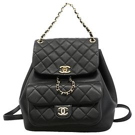 Sac à dos Chanel Matelassé en agneau Noir