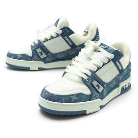 LOUIS VUITTON LV TRAINER DENIM MONOGRAM 1A9JGS 7 IT 42 FR SNEAKERS Blue