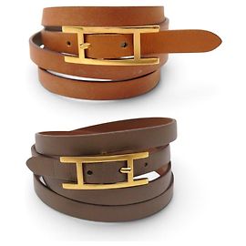 Hermès BRACELET HERMES BEHAPI QUADRUPLE TOUR T16.5 17.5 CUIR REVERSIBLE + BOITE Autre