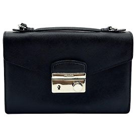 Prada Convertible Sound Vernice Saffiano Leather Mini Preto