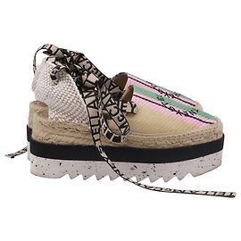 Stella Mc Cartney Espadrilles de plataforma Gaia às riscas Stella McCartney em ráfia multicolor Multicor