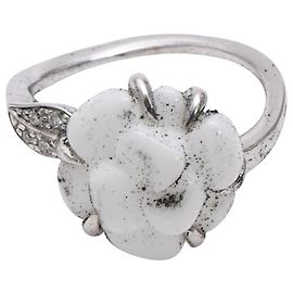 Chanel Camelia Ring in White Gold Silvery